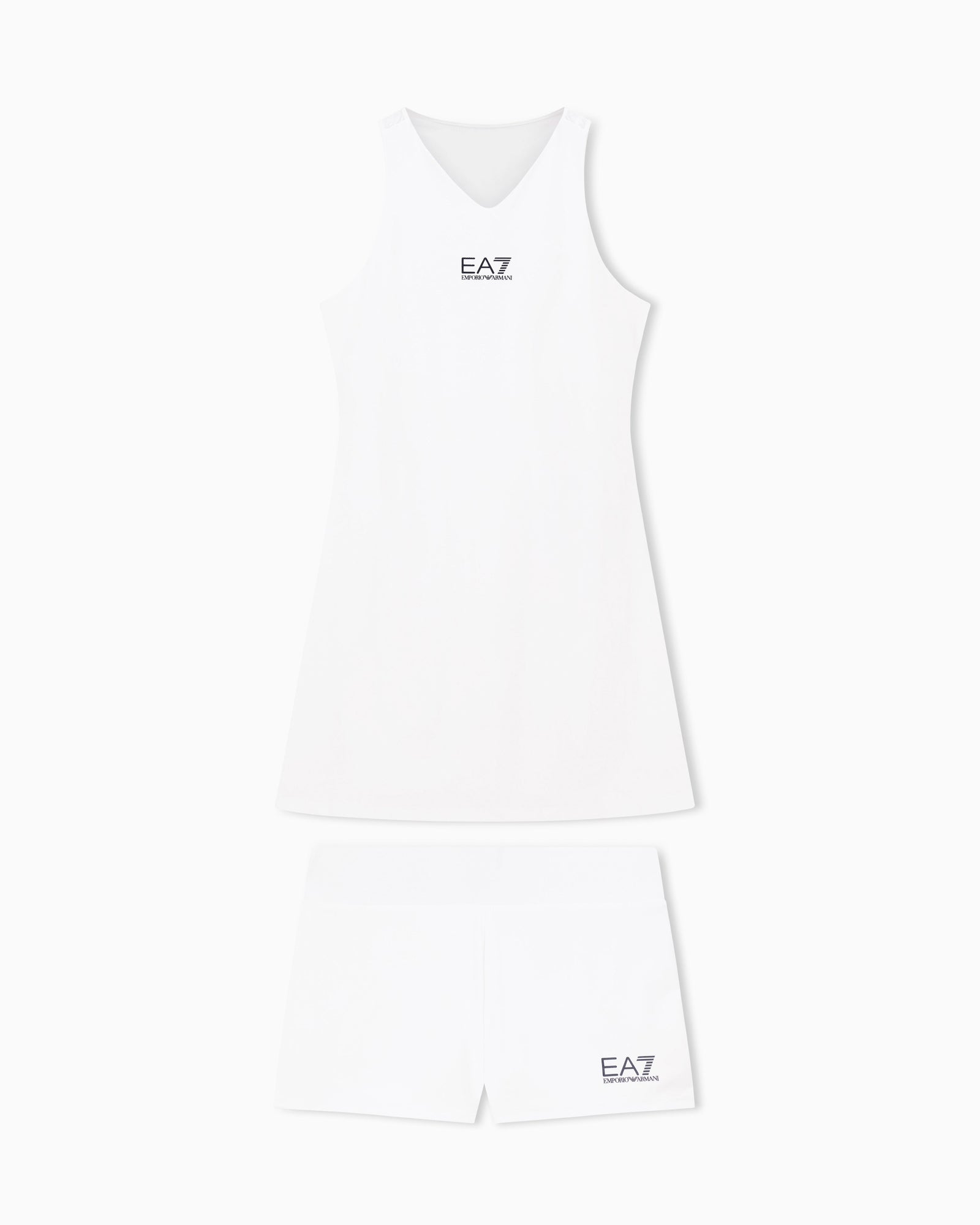 EA7 Ventus dress with mesh back and matching shorts Tennis Pro