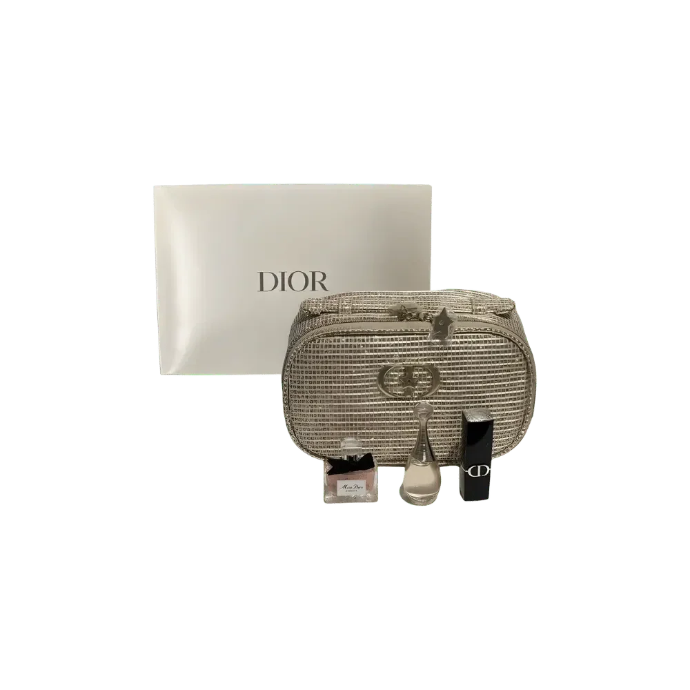 Dior Christmas Limited Edition Four Piece Set with Gold Makeup Bag