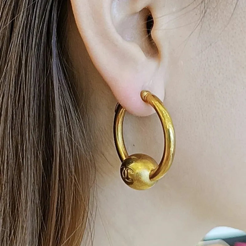 JR728 - Chanel Vintage CC Logo Hoop Plated Earrings