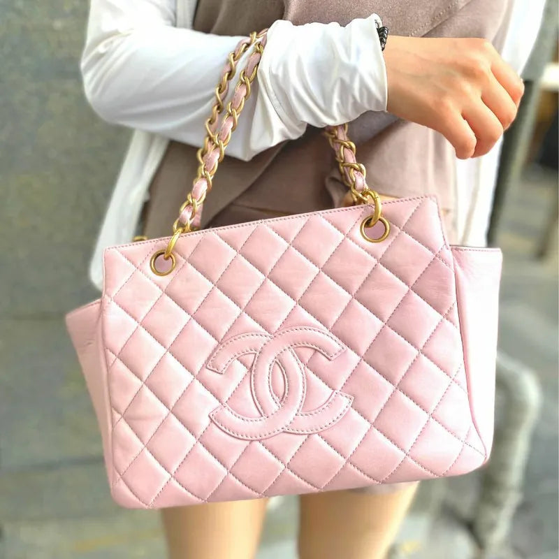 JS544 - CHANEL Vintage Pink Lambskin PTT Tote Bag