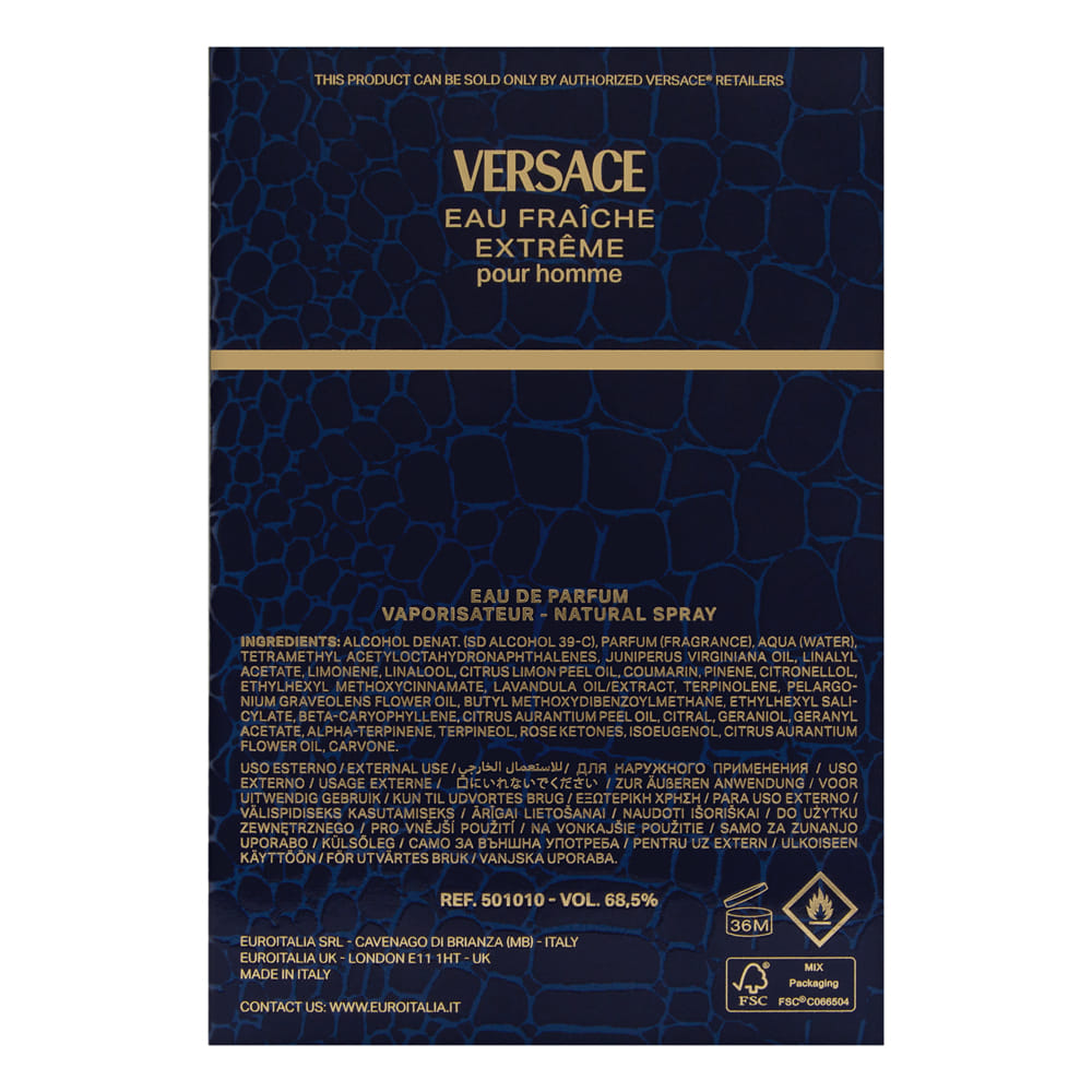 Versace Eau Fraiche Extreme Pour Homme 3.4 oz Eau de Parfum Spray
