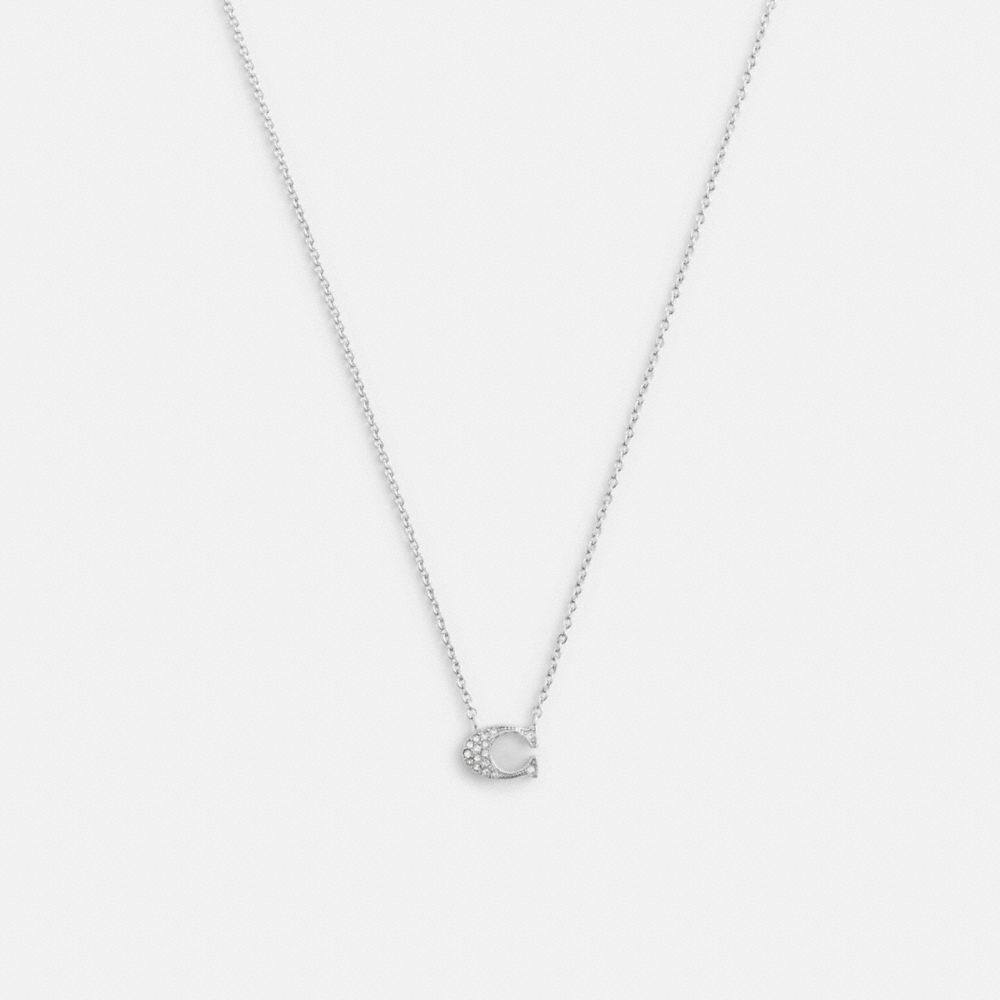 Coach Pave Signature Necklace Silver