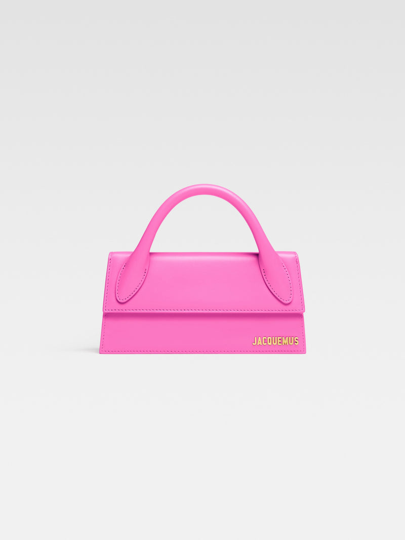 Jacquemus The Long Chiquito Smooth Leather Structured Bag Neon Pink