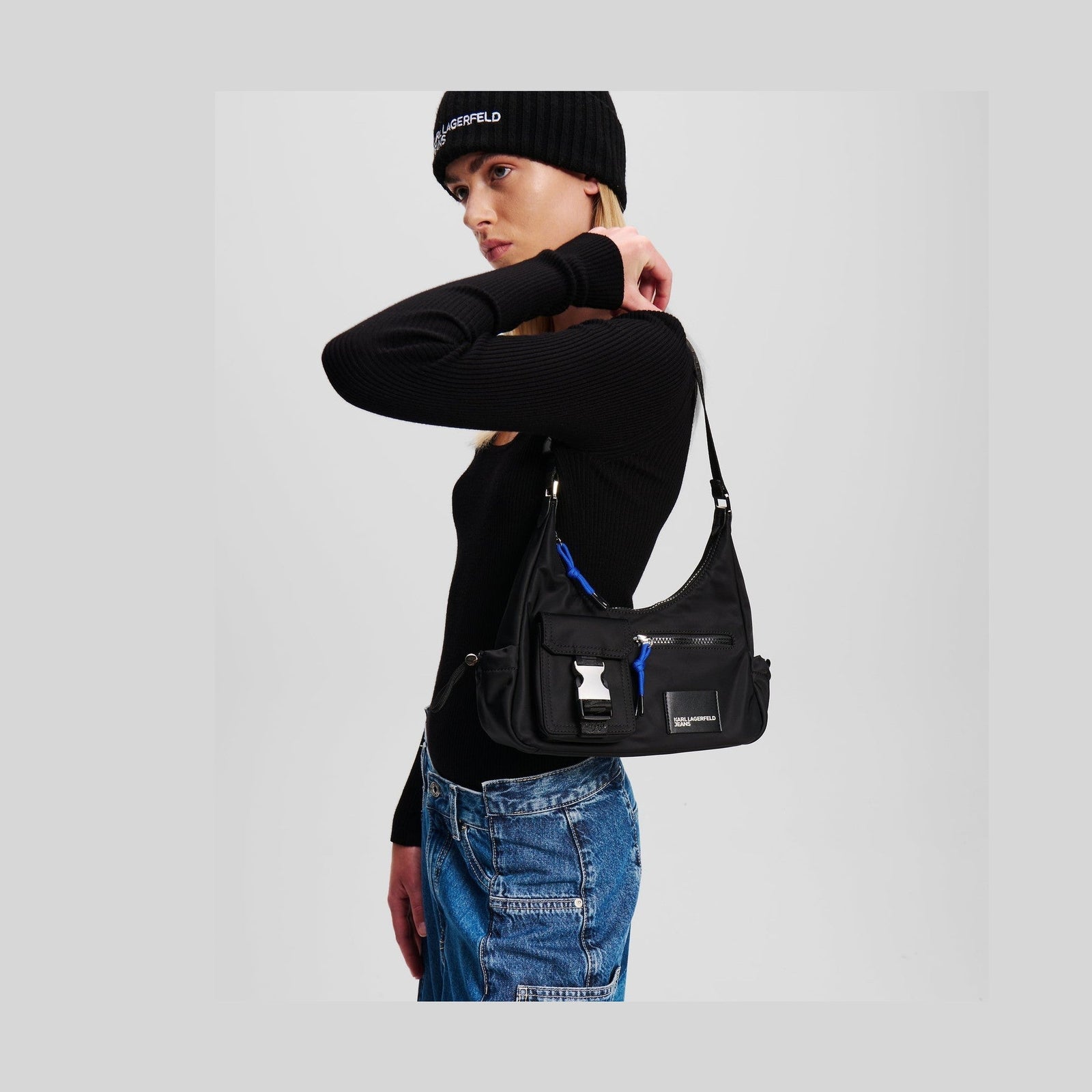 Karl Lagerfeld Street Nylon Shoulder Bag Black