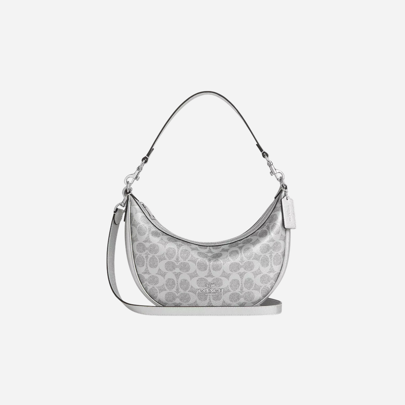 COACH Aria Shoulder Bag In Signature Canvas Sv/Gray/Silver