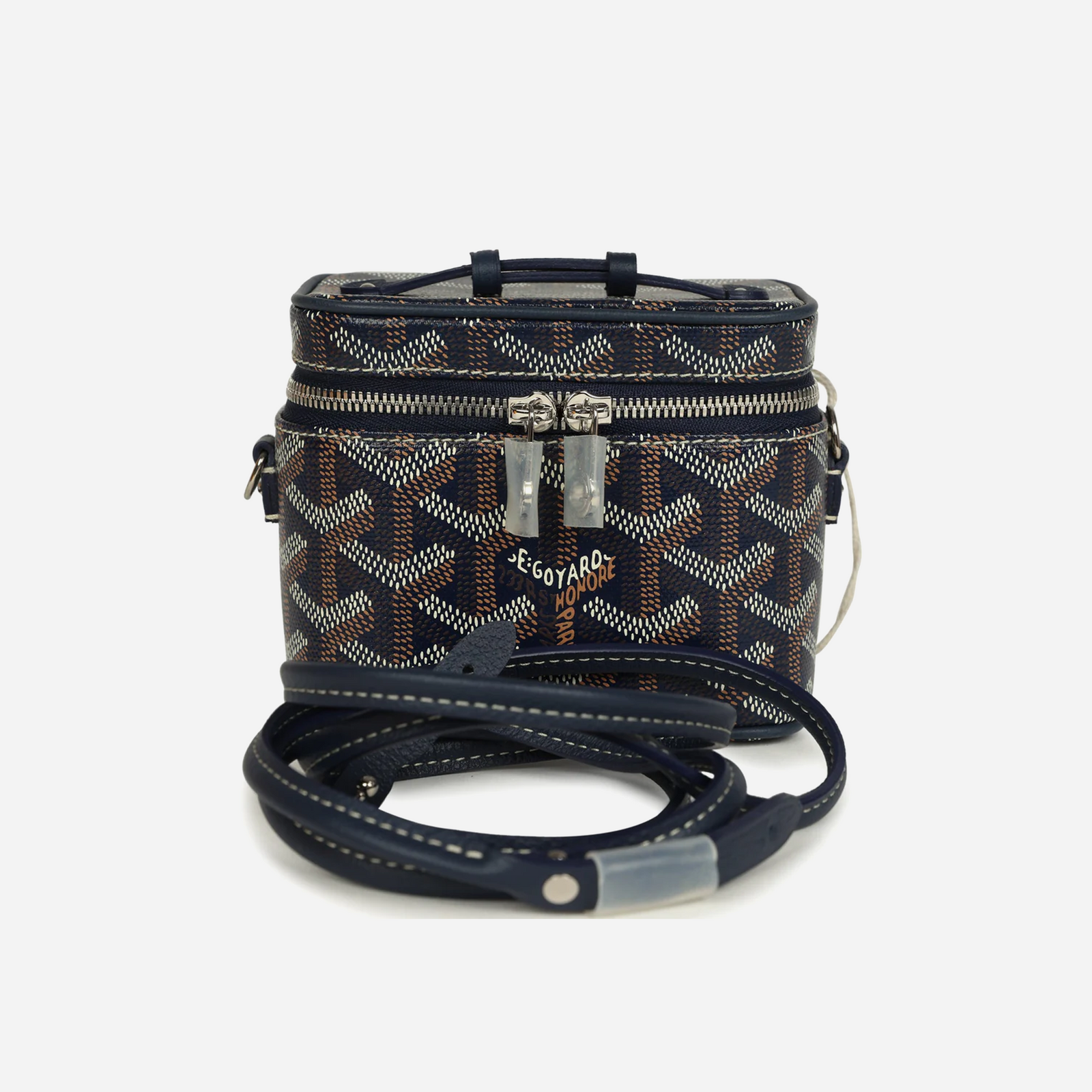 Goyard Goyardine Canvas Navy Blue Nano Muse Vanity Bag Palladium Hardware