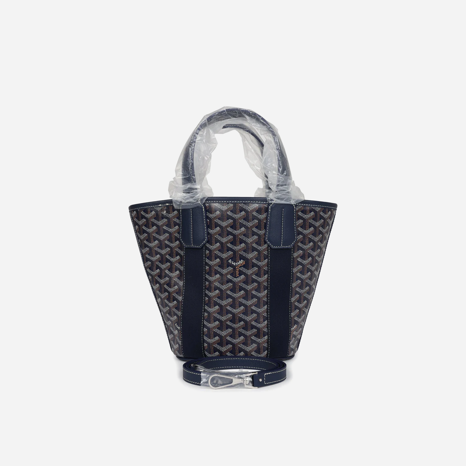 Goyard Goyardine Belharra PM Navy Blue Tote Palladium Hardware
