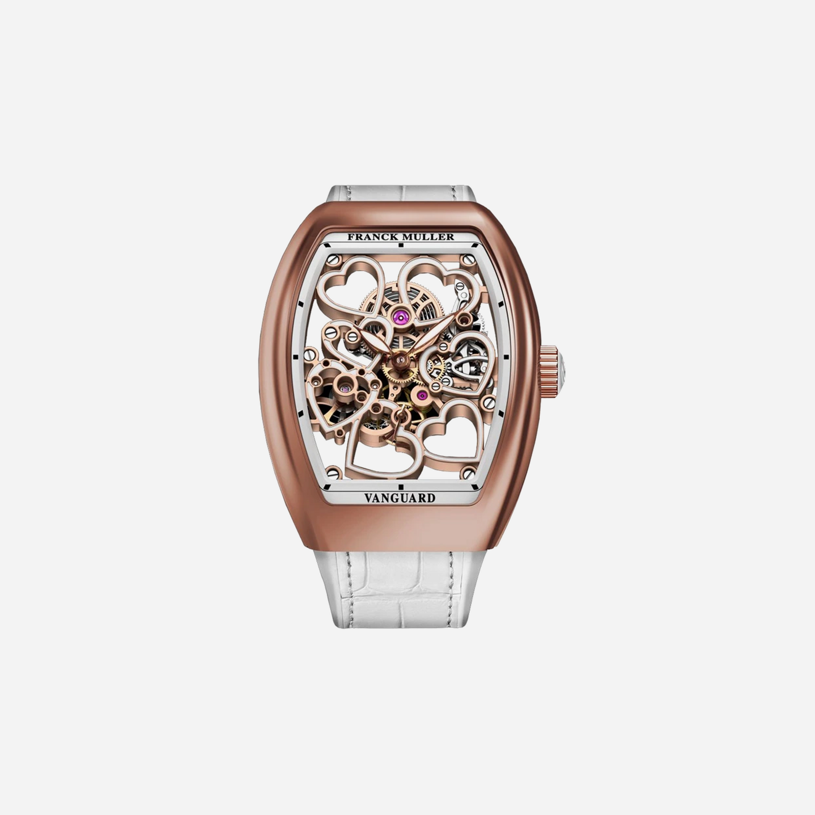 Franck Muller Vanguard Heart Skeleton Skeleton Dial Leather Strap Watch WMNS - V 35 S6 SQT HEART (BC)