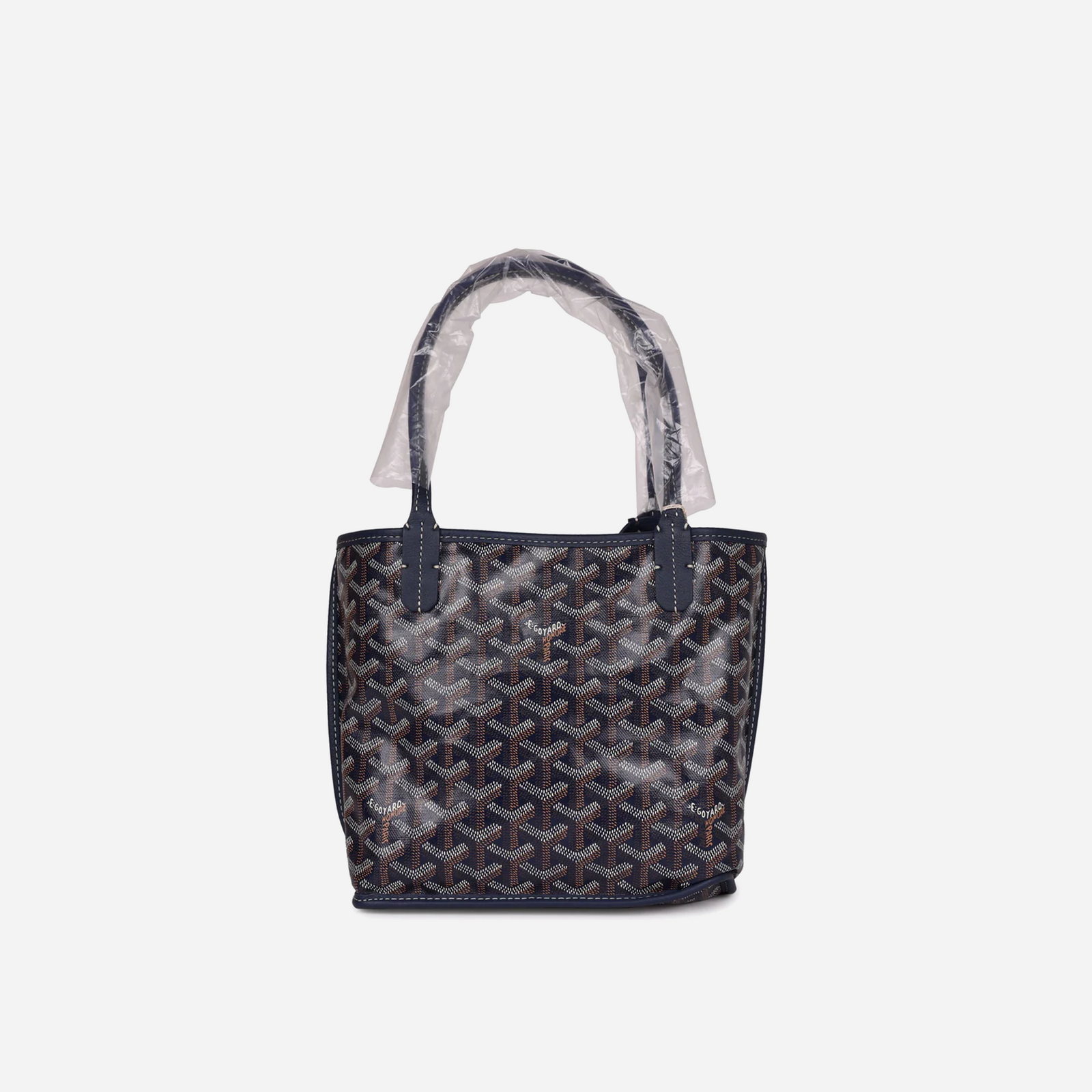 Goyard Goyardine Anjou Navy Mini Tote Bag Palladium Hardware