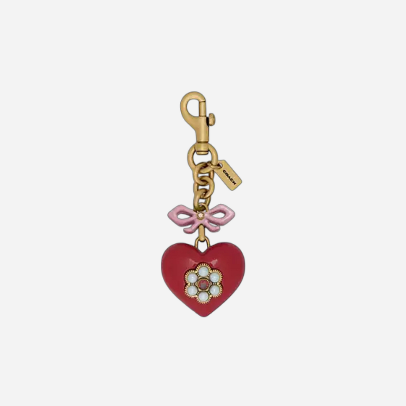 Coach Heart Bag Charm Red