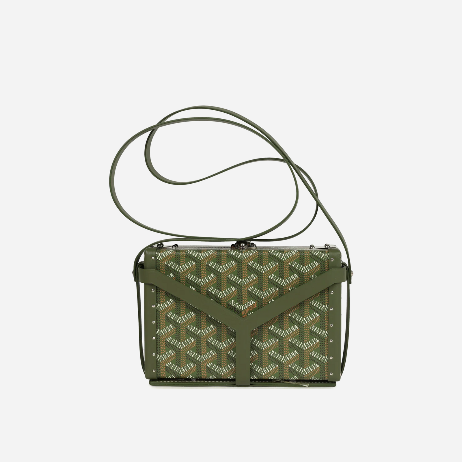 Goyard Goyardine Canvas Khaki Minaudiere Trunk Bag Palladium Hardware