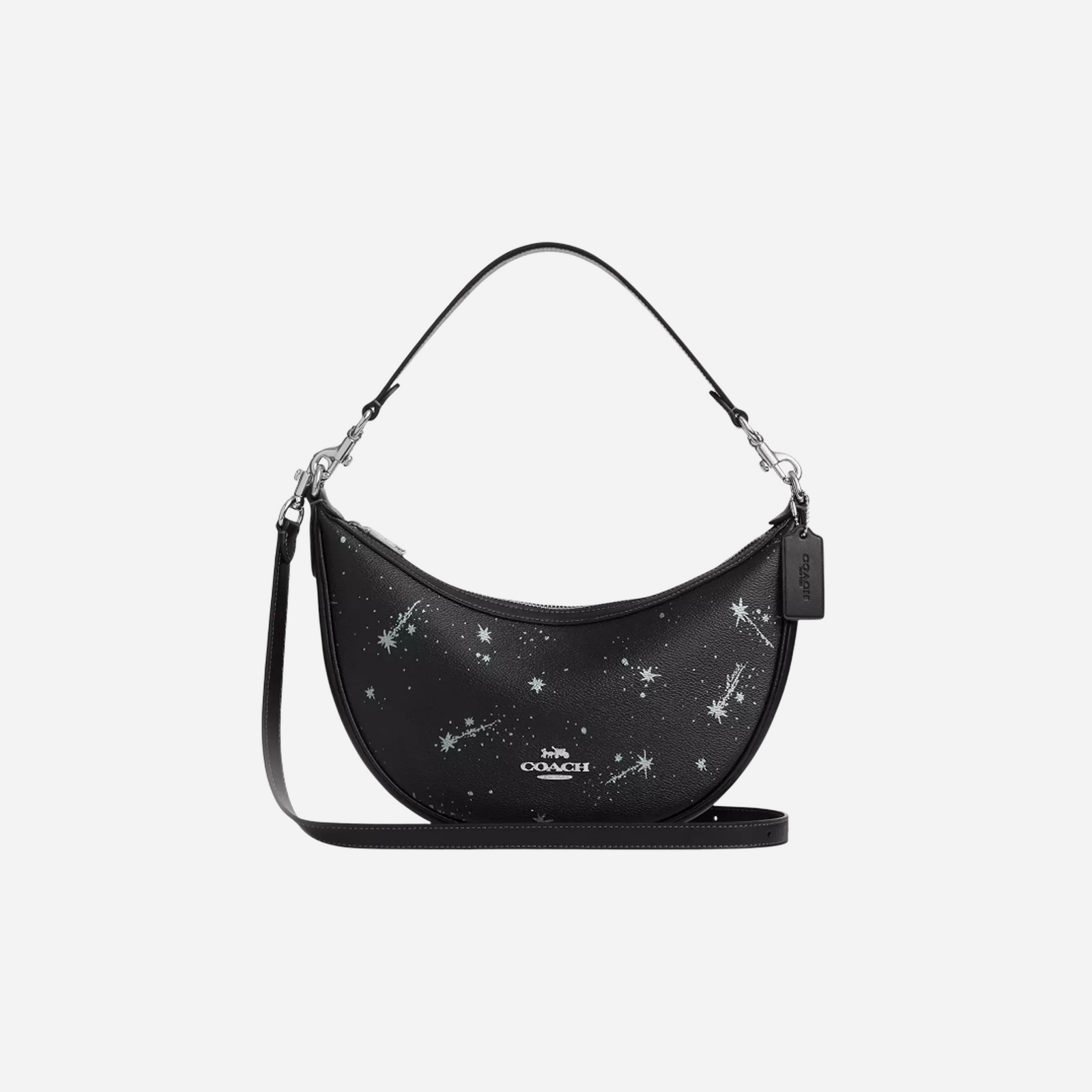 COACH Aria Shoulder Bag With Star Print Novelty Leather/Silver/Black Multi