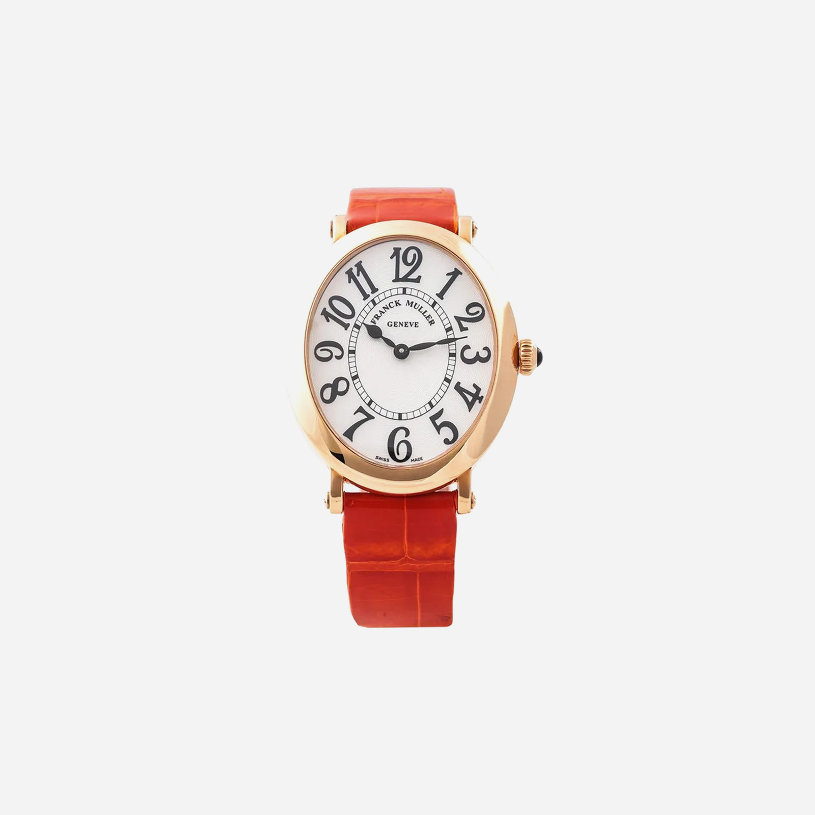 Franck Muller Oval White Dial Leather Strap Watch WMNS - 1638 B QZ V-5N