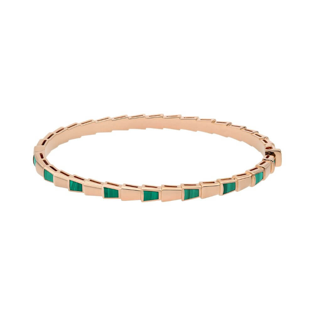 Bvlgari Serpenti Viper 356521 BR858709 18k Malachite Inserts Bracelet