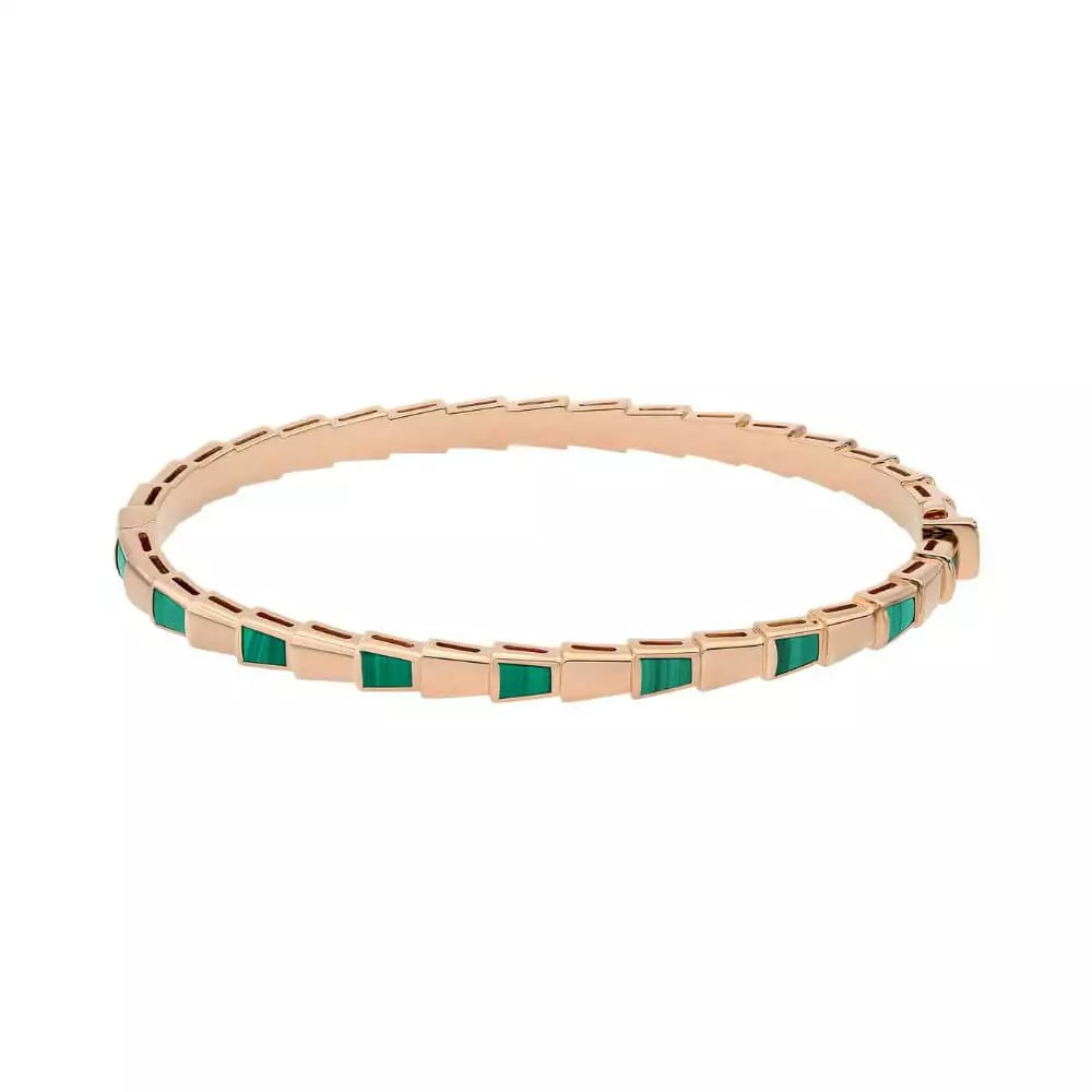 Bvlgari Serpenti Viper 356521 BR858709 18k Malachite Inserts Bracelet