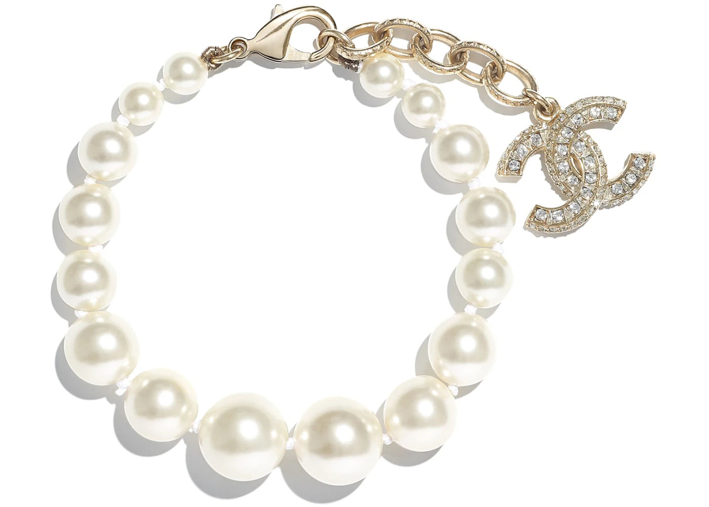 Chanel Interlocking Bracelet Gold/White/Crystal