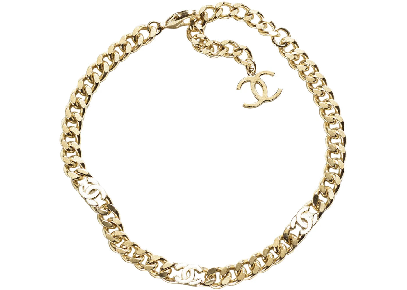 Chanel Metal Choker Necklace Gold/White
