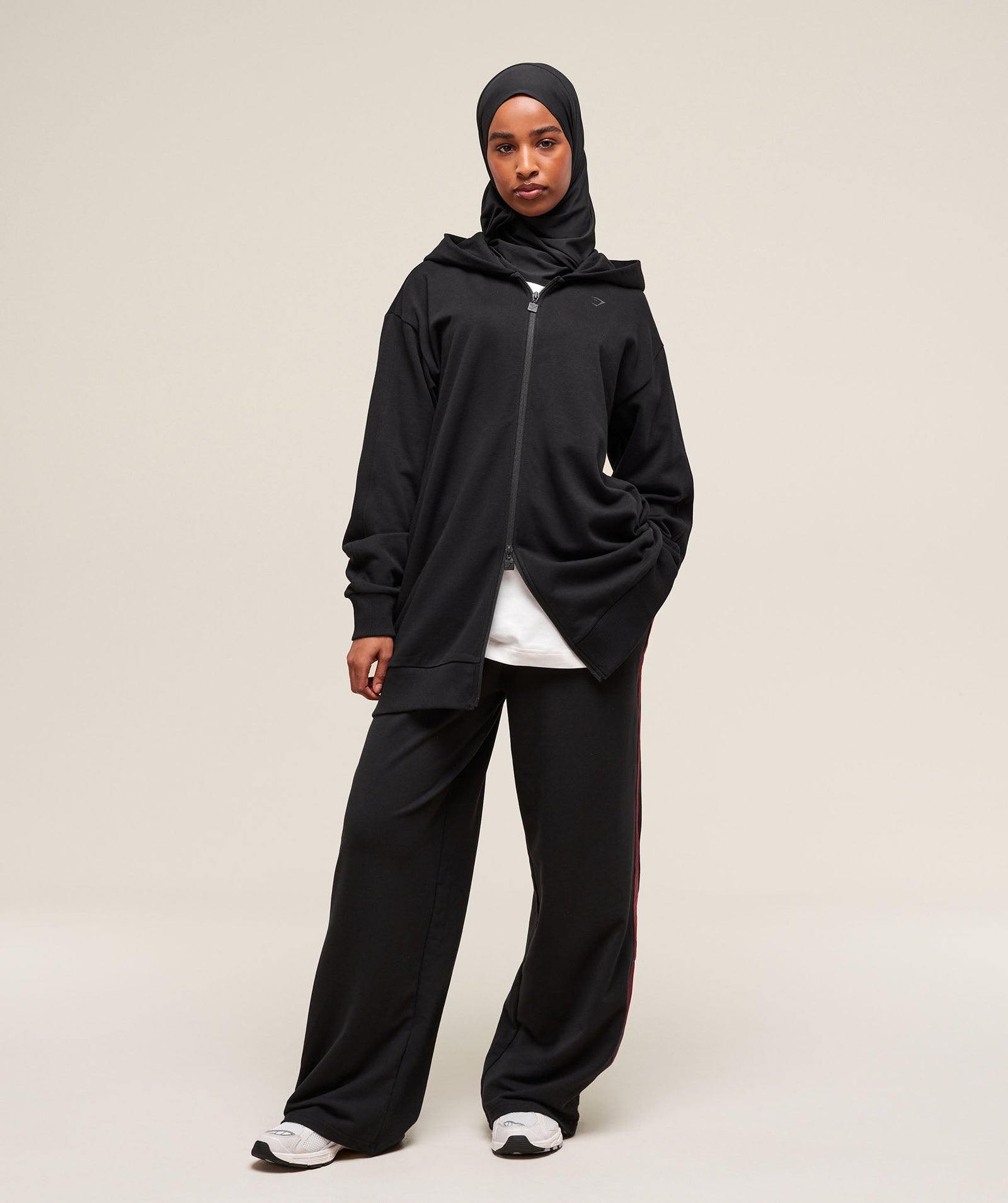 Women's Gymshark Covered Longline Zip Up Hoodie Black