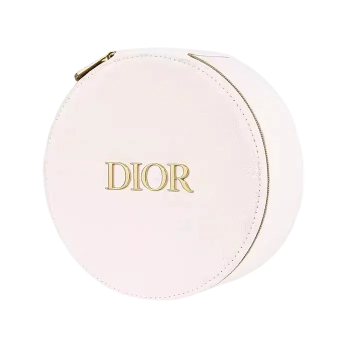 DIOR Beauty Vanity Case Round Makeup Bag With Mirror - White