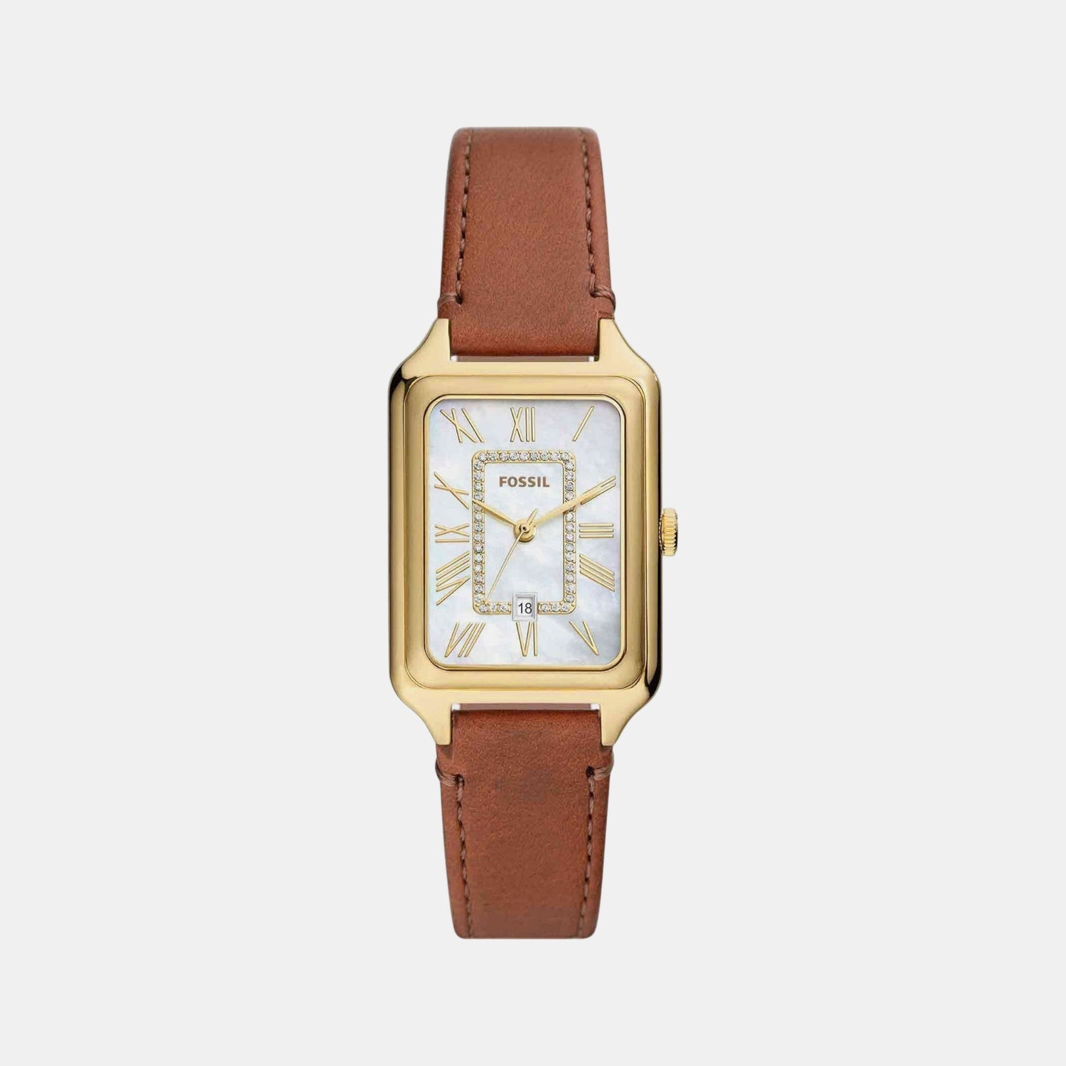 Fossil Raquel Women Quartz Mother Of Pearl Dial Analog Leather Watch Es5307