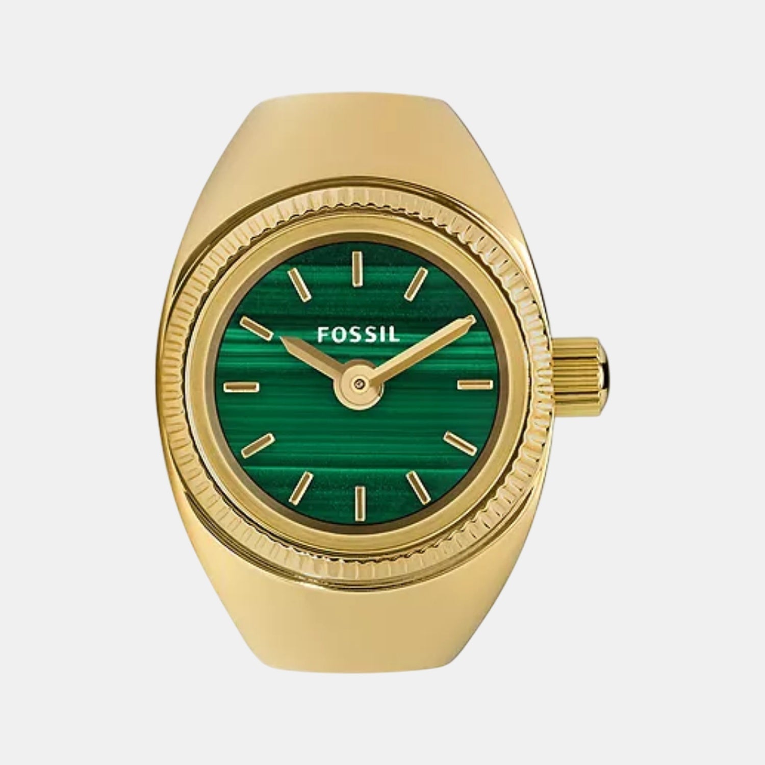 Fossil Watch Ring Women Quartz Green Dial Analog Stainless Steel Watch Es5308