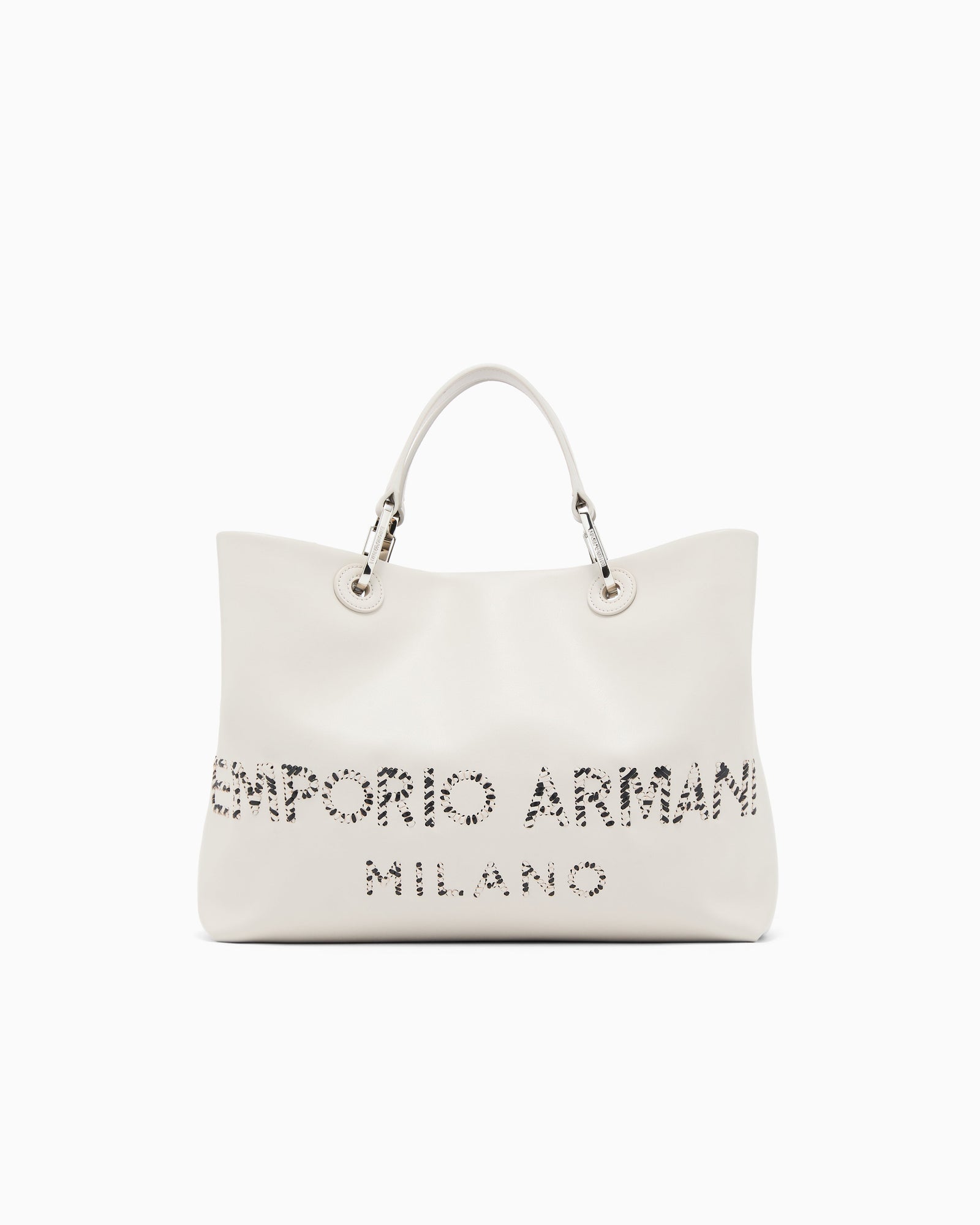 Emporio Armani MyEA medium shopper bag in nappa leather with a zebra-striped logo