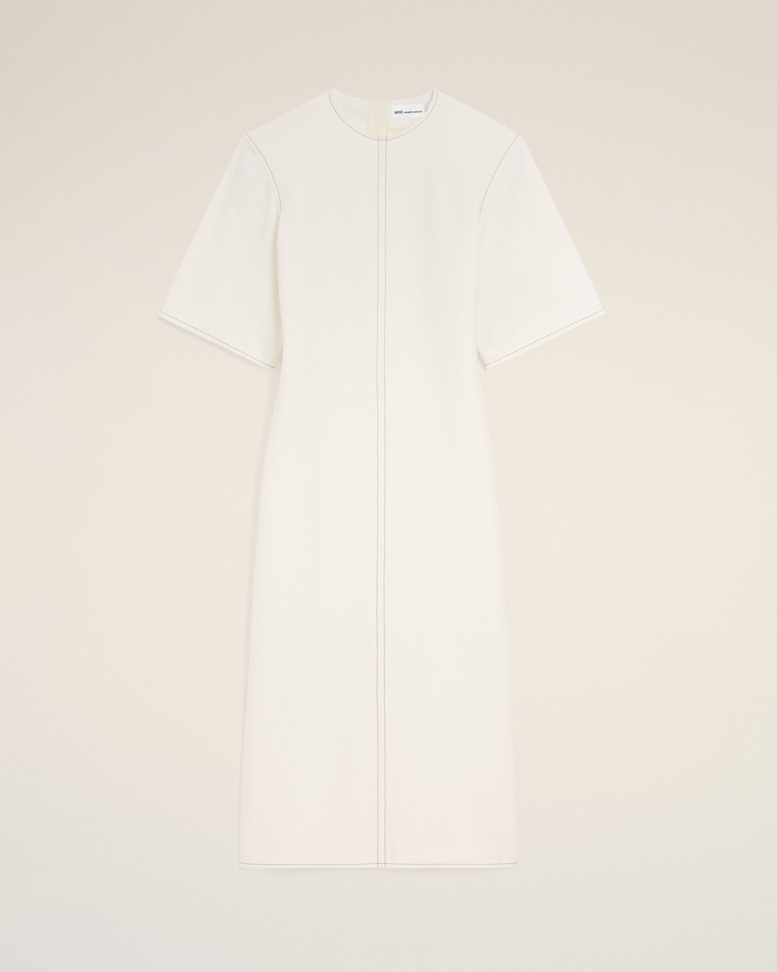 AmiParis White Cotton Long Fitted Dress Women's