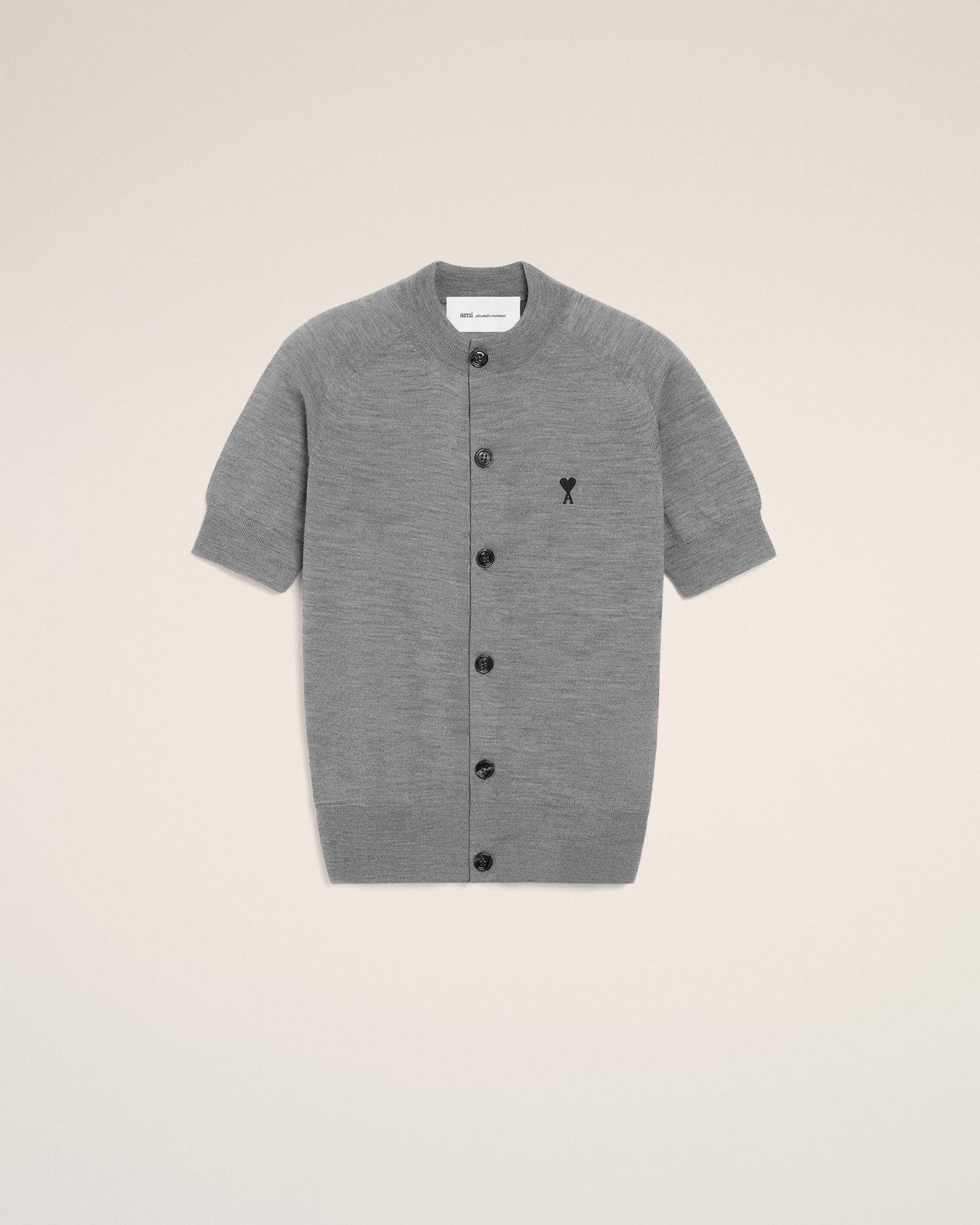 Grey Wool Short Sleeves Ami De Coeur Cardigan Women's