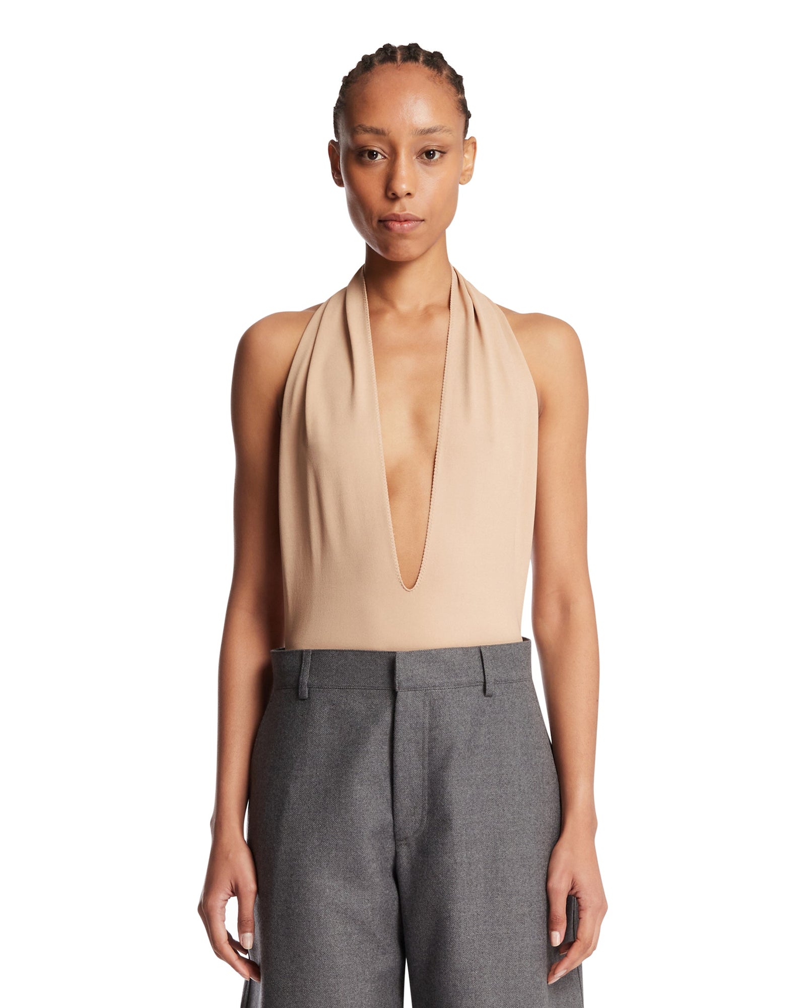 Gucci Body Con Scollo All'americana Beige