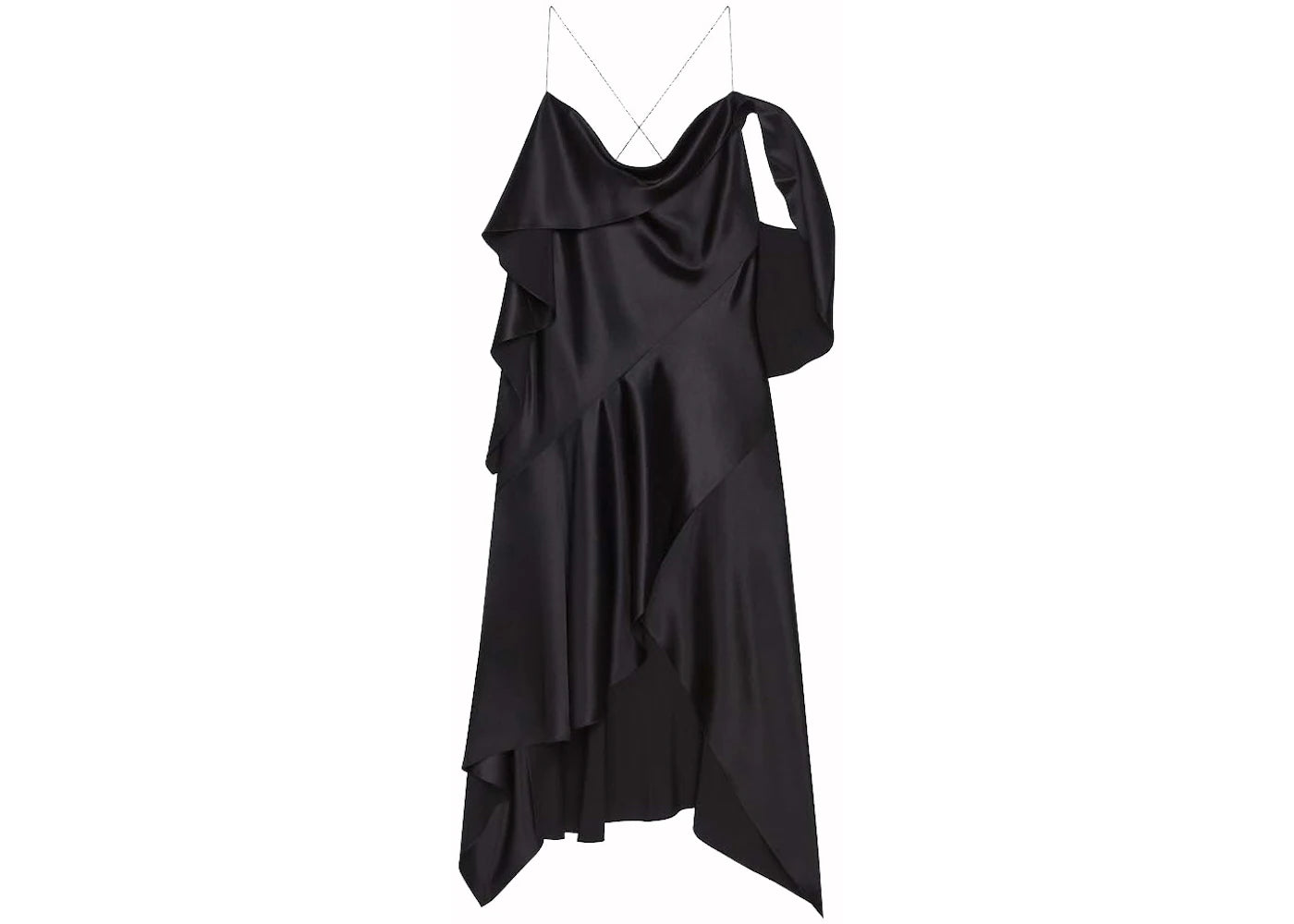 Givenchy Asymmetric Draped Satin Dress Black