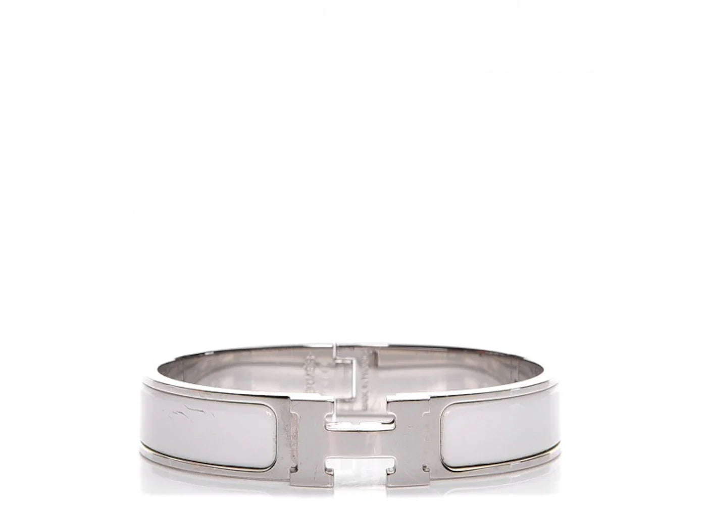 Hermes Bracelet Narrow Clic Clac H Enamel Pm White