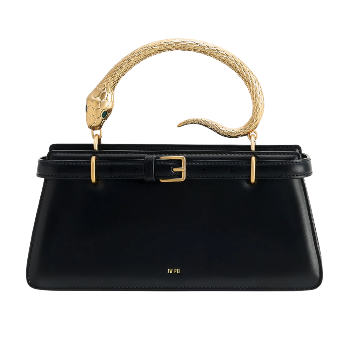 Elena Snake Handle Top Handle Bag - Black