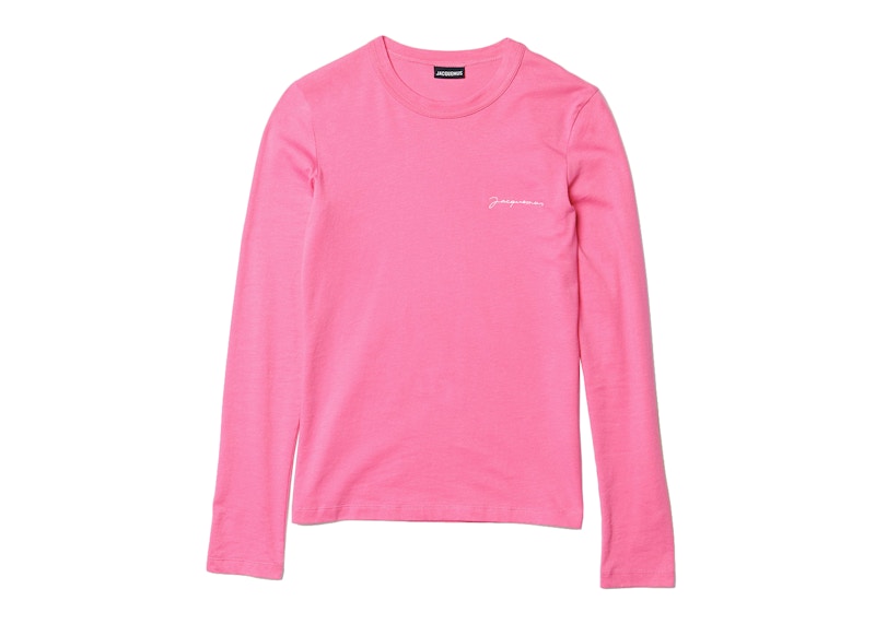 Jacquemus Women's Le T-Shirt Brode Manches Longues T-Shirt Dark Pink