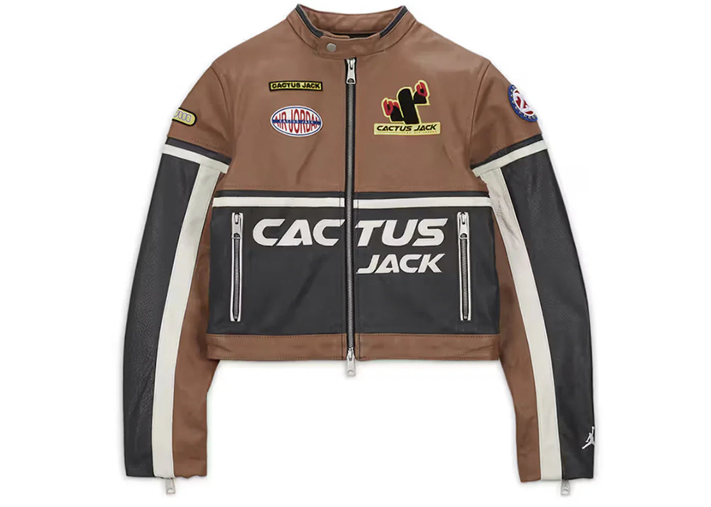 Jordan x Travis Scott Cactus Jack Women'S Leather Jacket Archaeo Brown