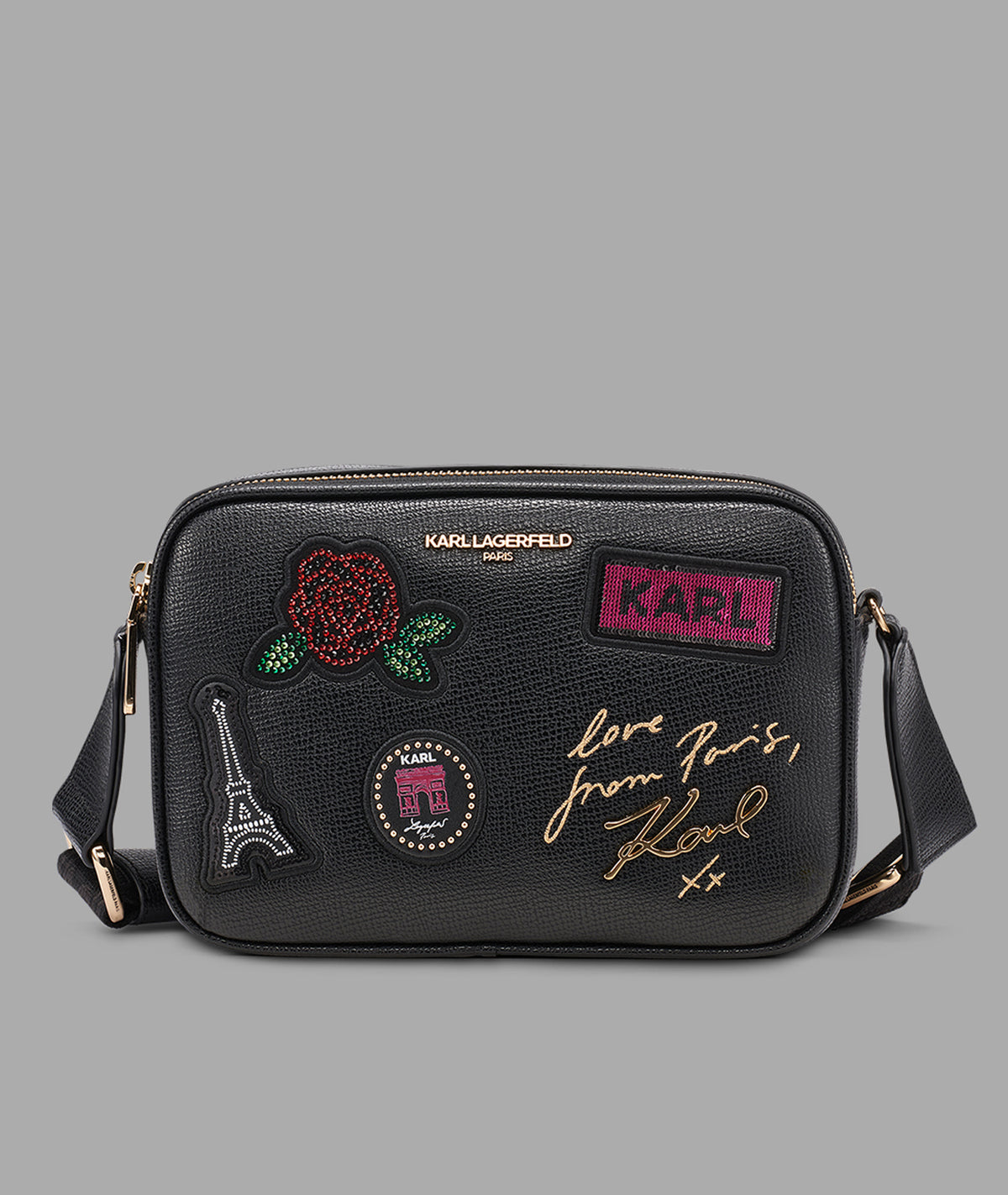 KarlLagerfeld Maybelle crossbody with paris patch black / gold