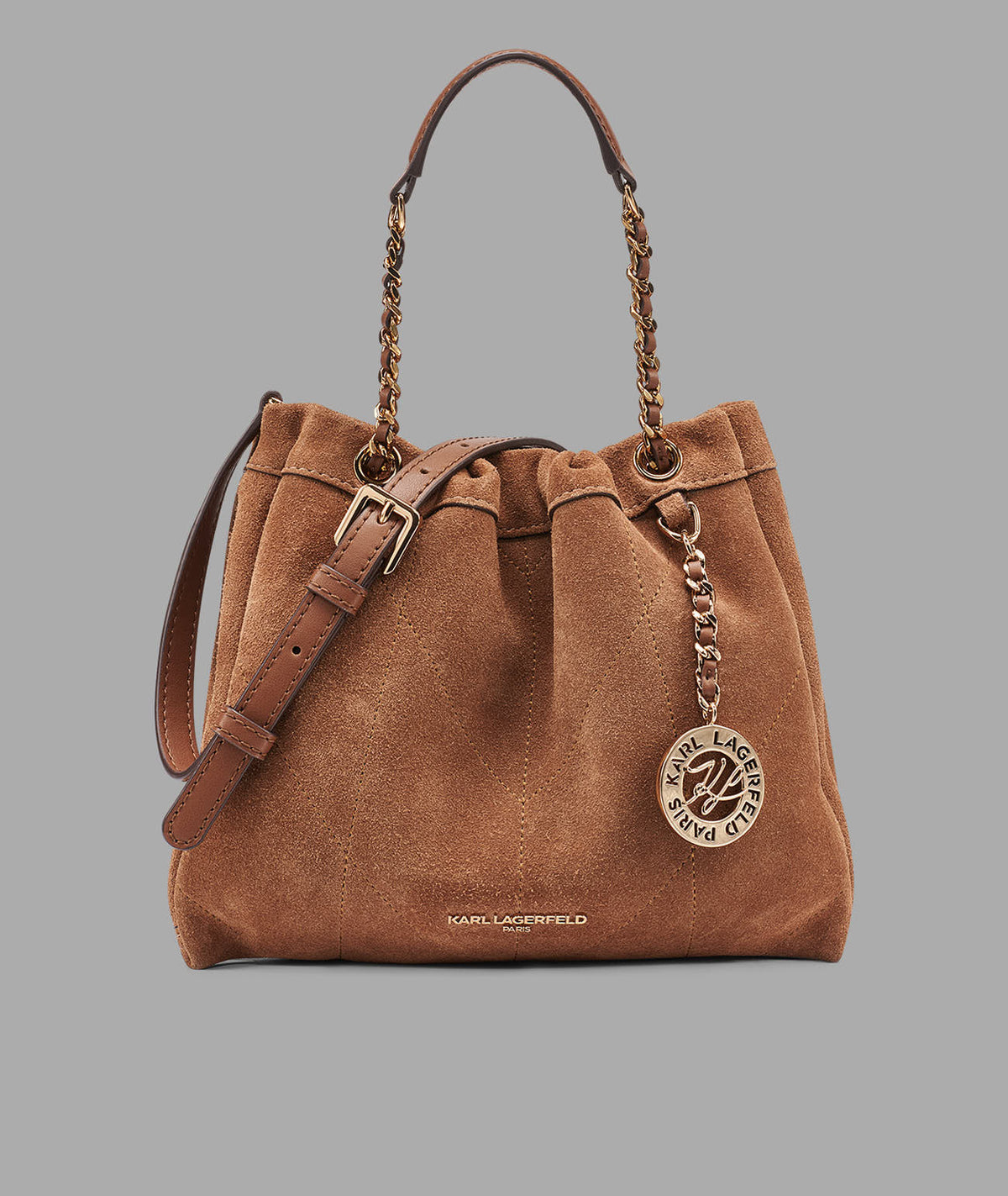 KarlLagerfeld Amandine crossbody bag suede cognac