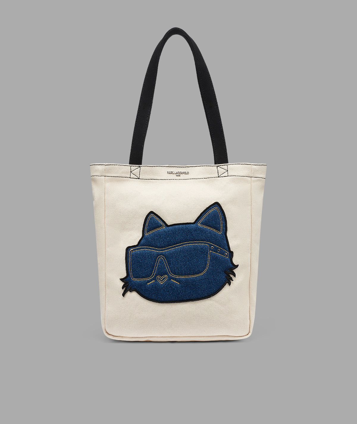 KarlLagerfeld Cannes denim choupette canvas tote white/blue