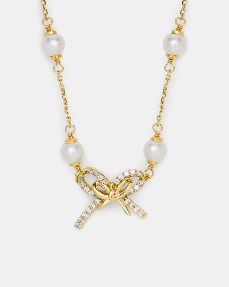 Girlie Pearlie Pearl Bow Scatter Necklace