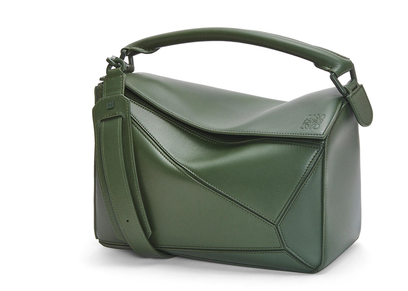LOEWE Puzzle Bag In Satin Calfskin Vintage Khaki
