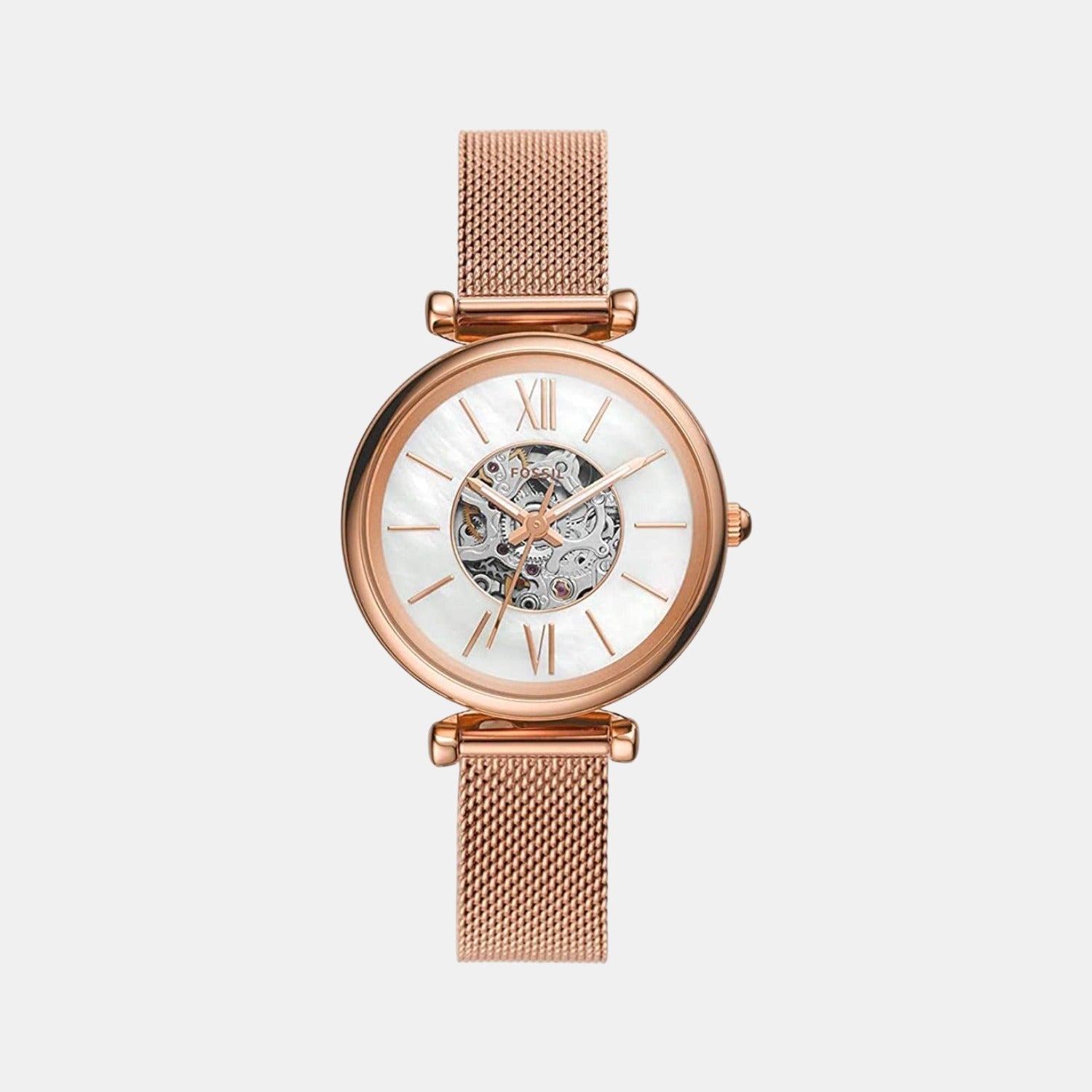 Fossil Carlie Women Automatic White Dial Analog Mesh Watch Me3188
