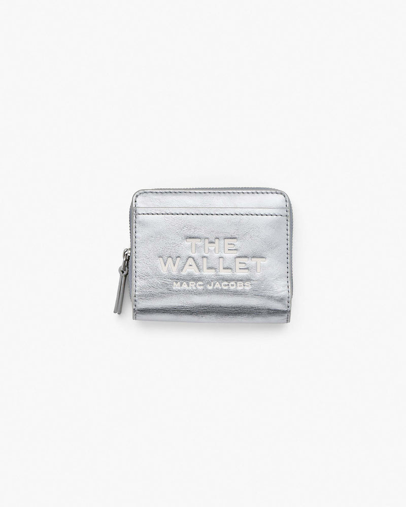Marc Jacobs Marc Jacobs The Metallic Leather Mini Compact Wallet Metallic Silver Metallic Silver