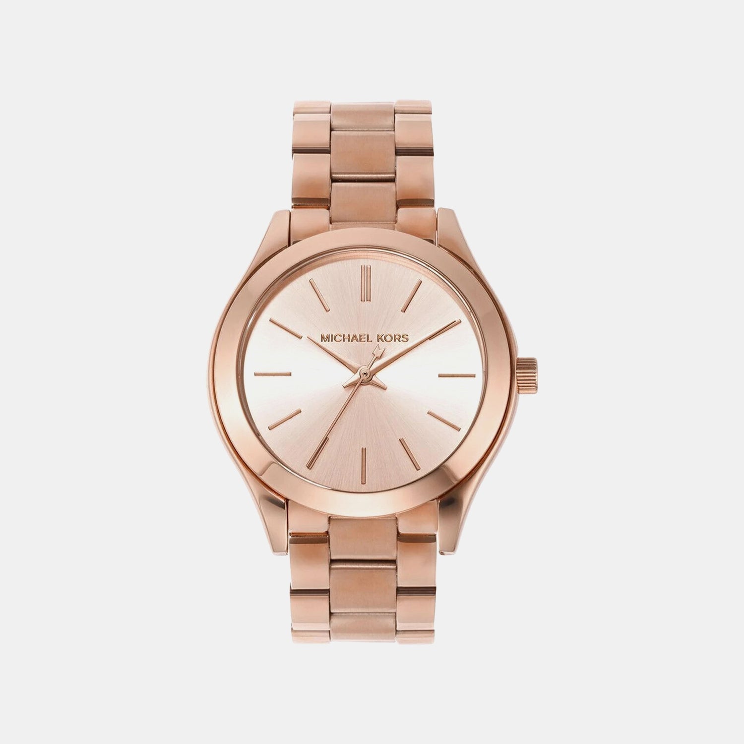 Michael Kors Mini Slim Runway Women Quartz Pink Dial Analog Stainless Steel Watch Mk3513