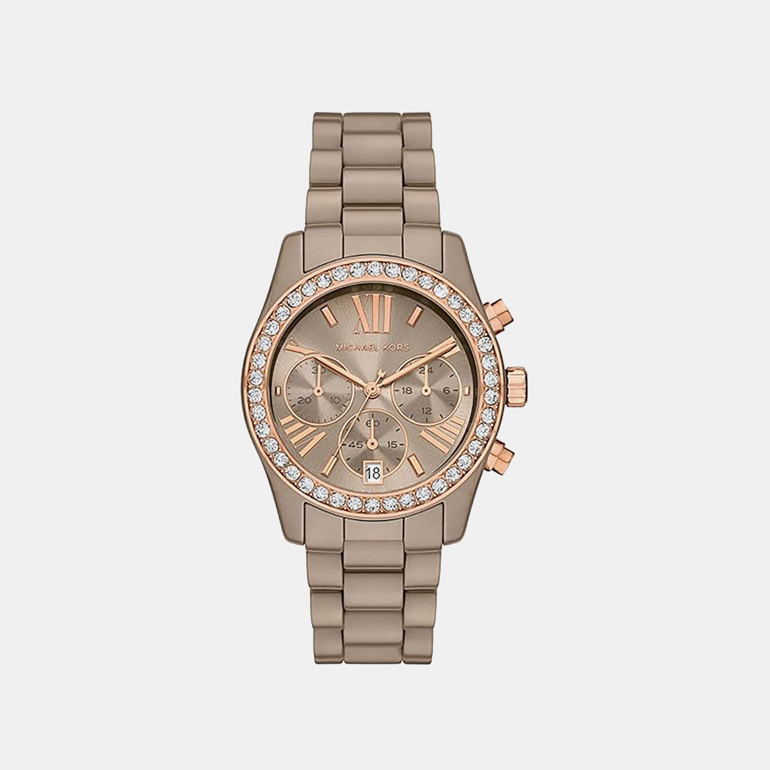 Michael Kors Lexington Women Quartz Nude Dial Chronograph Ceramic Watch Mk4970