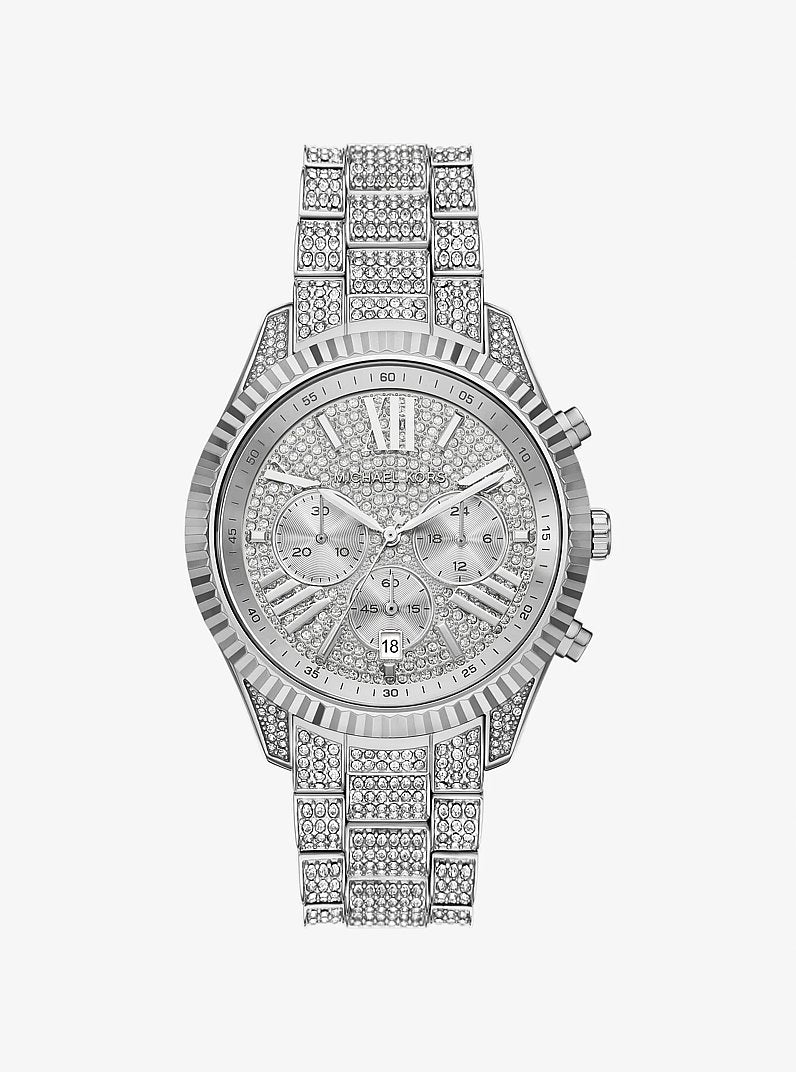 Michael Kors Oversized Lexington Pav Silver-Tone Watch