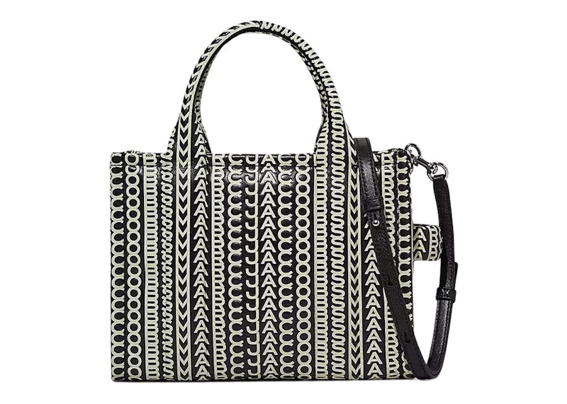 Marc Jacobs The Monogram Leather Small Tote Black/White