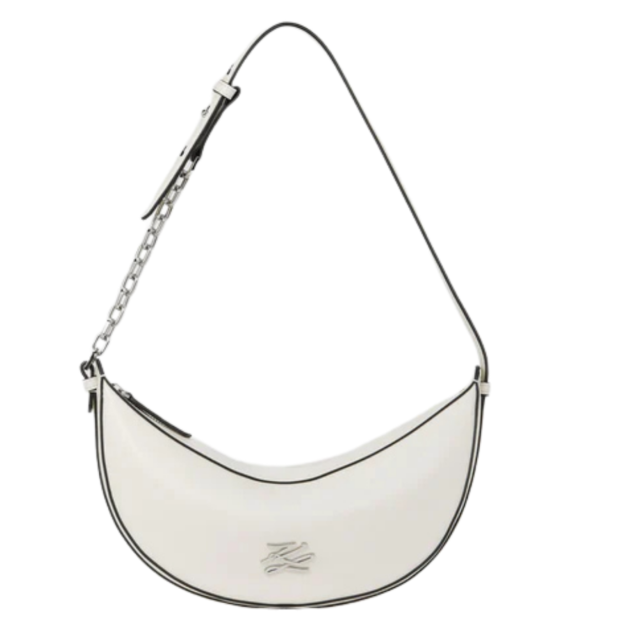 KarlLagerfeld Kautograph Small Moon Bag Off White