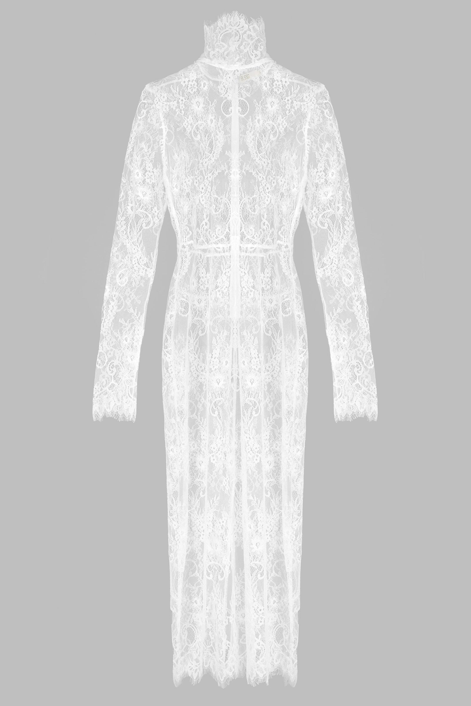 HIGH NECK LACE PENCIL DRESS