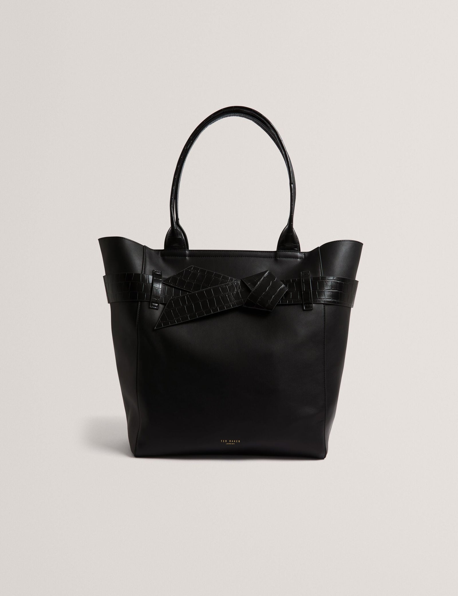 Ted Baker Jjoslyn Croc Bow Trim Faux Leather Tote Bag In Black Women's