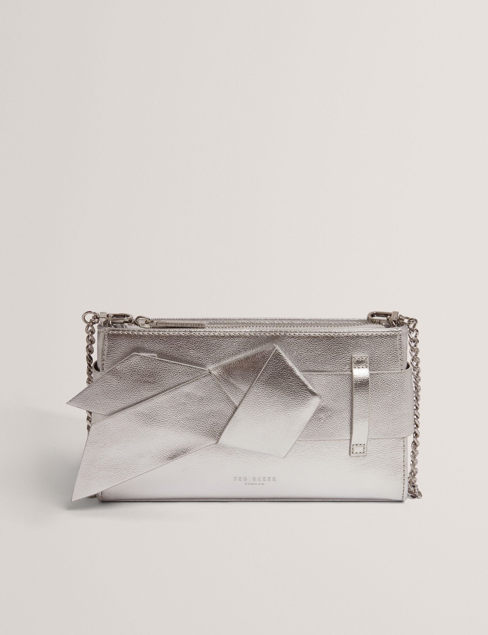 Ted Baker Jimmah Metallic Pu Bow Trim Clutch Bag Women's