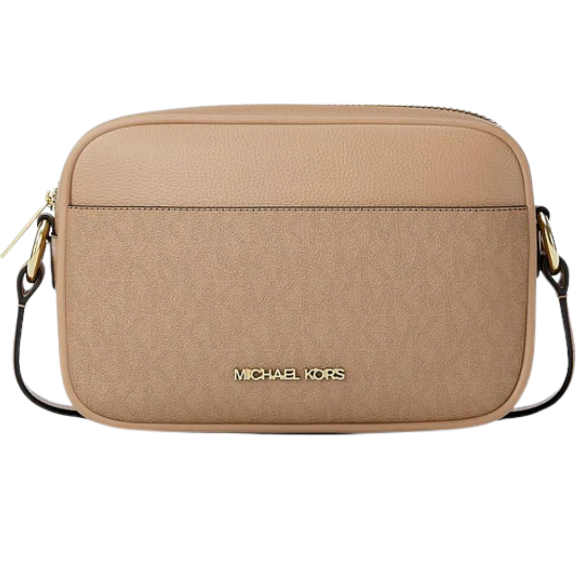 Michael Kors Jet Set Small Signature Logo Camera Crossbody Bag Camel